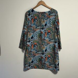 J Crew Factory Paisley Shift dress, 3/4 sleeves, size 12